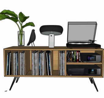 现代实木边柜su模型