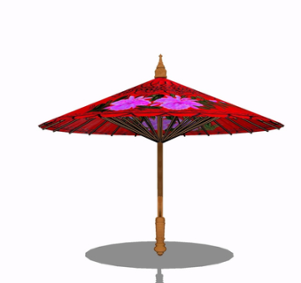 中式竹编雨伞su模型