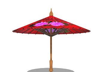 中式竹编雨伞su模型
