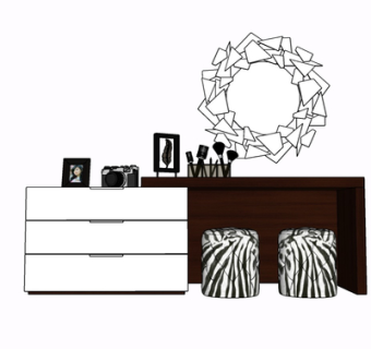 现代实木边柜su模型