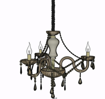欧式金属烛台吊灯su模型