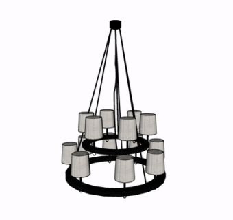 现代金属多头吊灯su模型