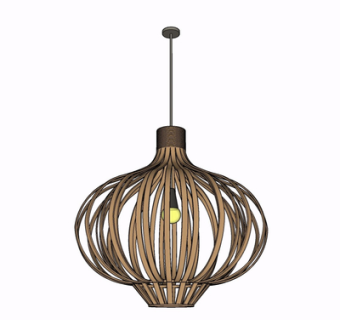 东南亚实木吊灯su模型