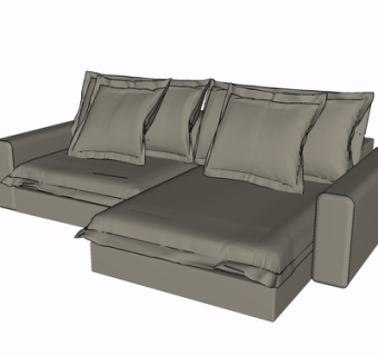 现代布艺多人沙发su模型