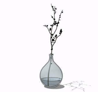 现代花瓶花卉su模型