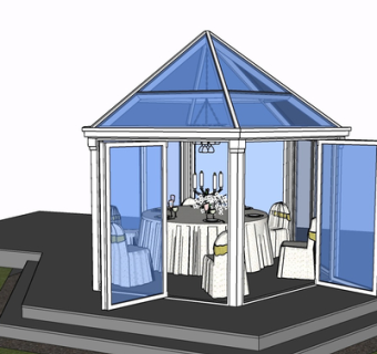 现代宴会餐桌椅su模型