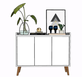 现代实木边柜su模型