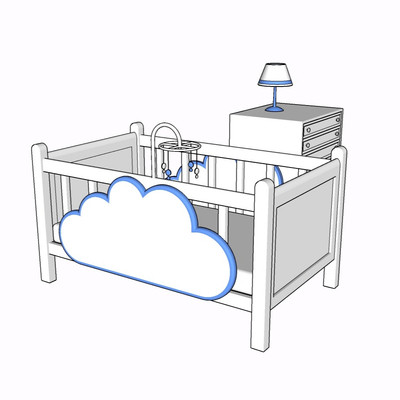现代实木儿童床su模型