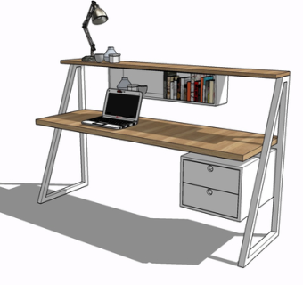 现代实木书桌椅su模型