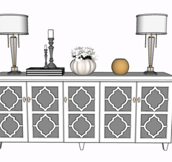 现代实木边柜su模型