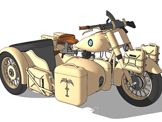 现代双人摩托车su模型