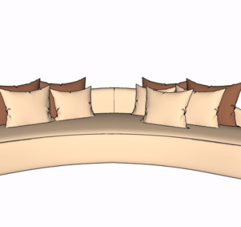 现代布艺多人沙发su模型