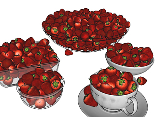 现代<em>草莓</em>果盘su模型