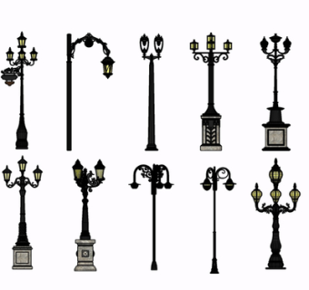 欧式金属路灯组合su模型