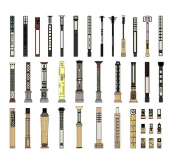 新中式户外灯组合su模型