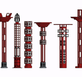 新中式户外灯su模型