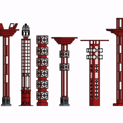 新中式户外灯su模型