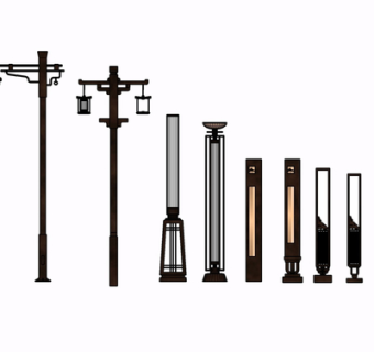 新中式路灯组合su模型