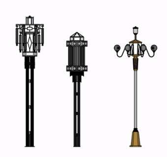 新中式路灯组合su模型