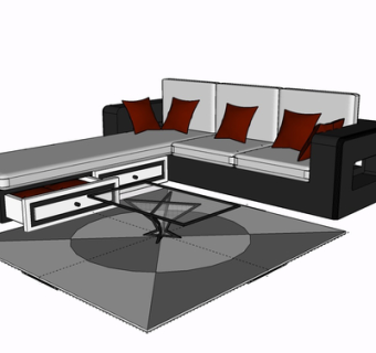 现代布艺多人沙发su模型