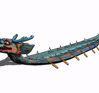 中式龙舟su模型