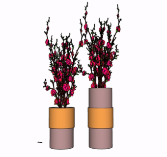 现代花瓶花卉su模型