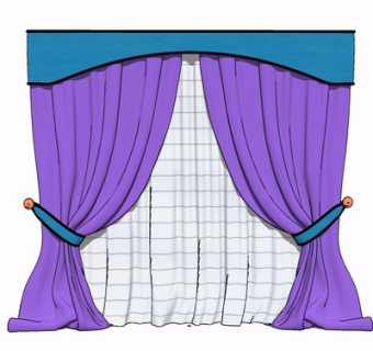 现代布艺窗帘su模型