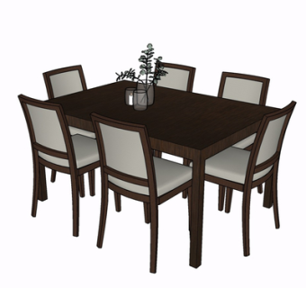 现代实木餐桌椅su模型