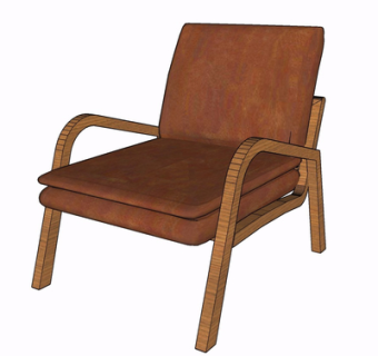 现代实木单椅su模型