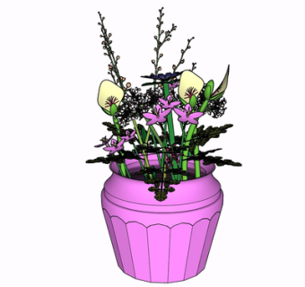 现代花瓶花卉su模型
