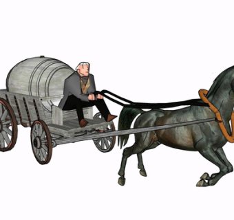 现代马车su模型