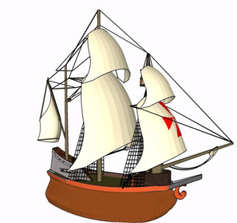 现代帆船摆件su模型