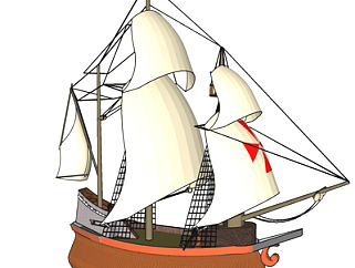 现代帆船摆件su模型