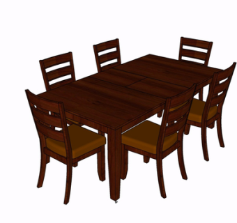 现代实木餐桌椅su模型