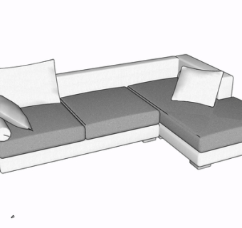 现代布艺多人沙发su模型