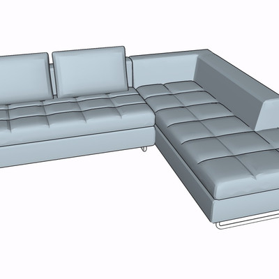 现代布艺多人沙发su模型