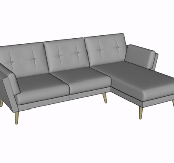 北欧布艺多人沙发su模型