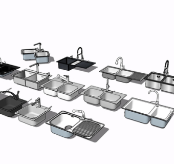 现代金属水槽su模型