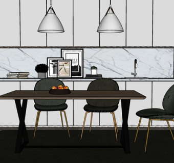 现代餐桌椅su模型