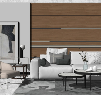 现代布艺组合沙发su模型