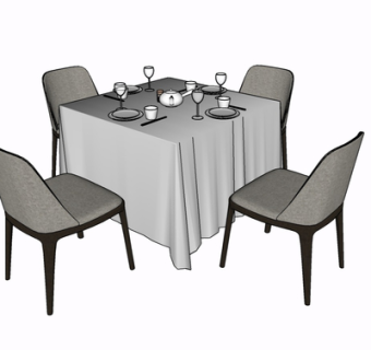 现代餐桌椅su模型