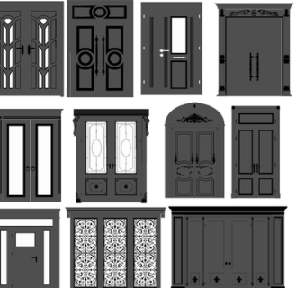 欧式双开门su模型