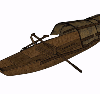 中式木船su模型