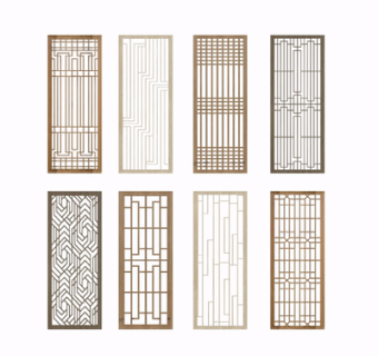 现代金属屏风隔断su模型