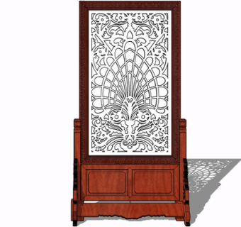 现代雕花屏风隔断su模型