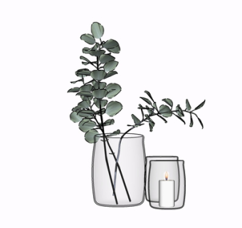现代花瓶花卉su模型