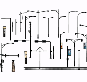 现代金属路灯组合su模型