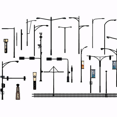 现代金属路灯组合su模型