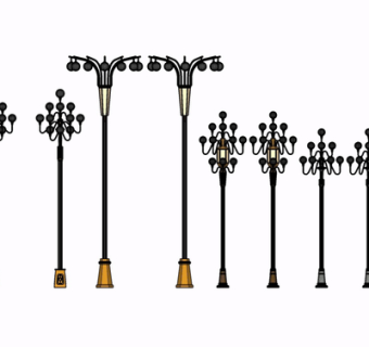 欧式路灯组合su模型