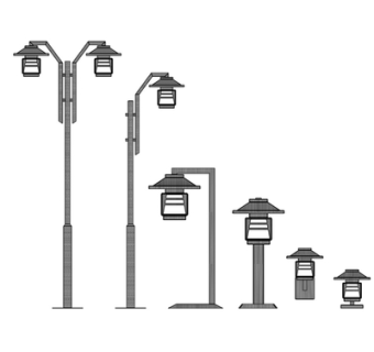 现代路灯组合su模型